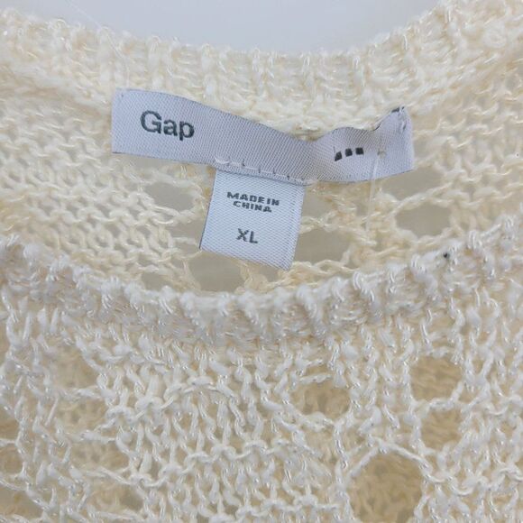 Gap Open Knit Tunic Tank Coverup Top XL Vanilla See Through Non Itch Beach Boho - Picture 4 of 13